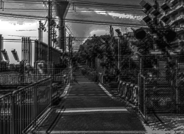 郡津5号踏切の外観